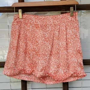 Bar III Orange and White Print Silky Cuffed Shorts